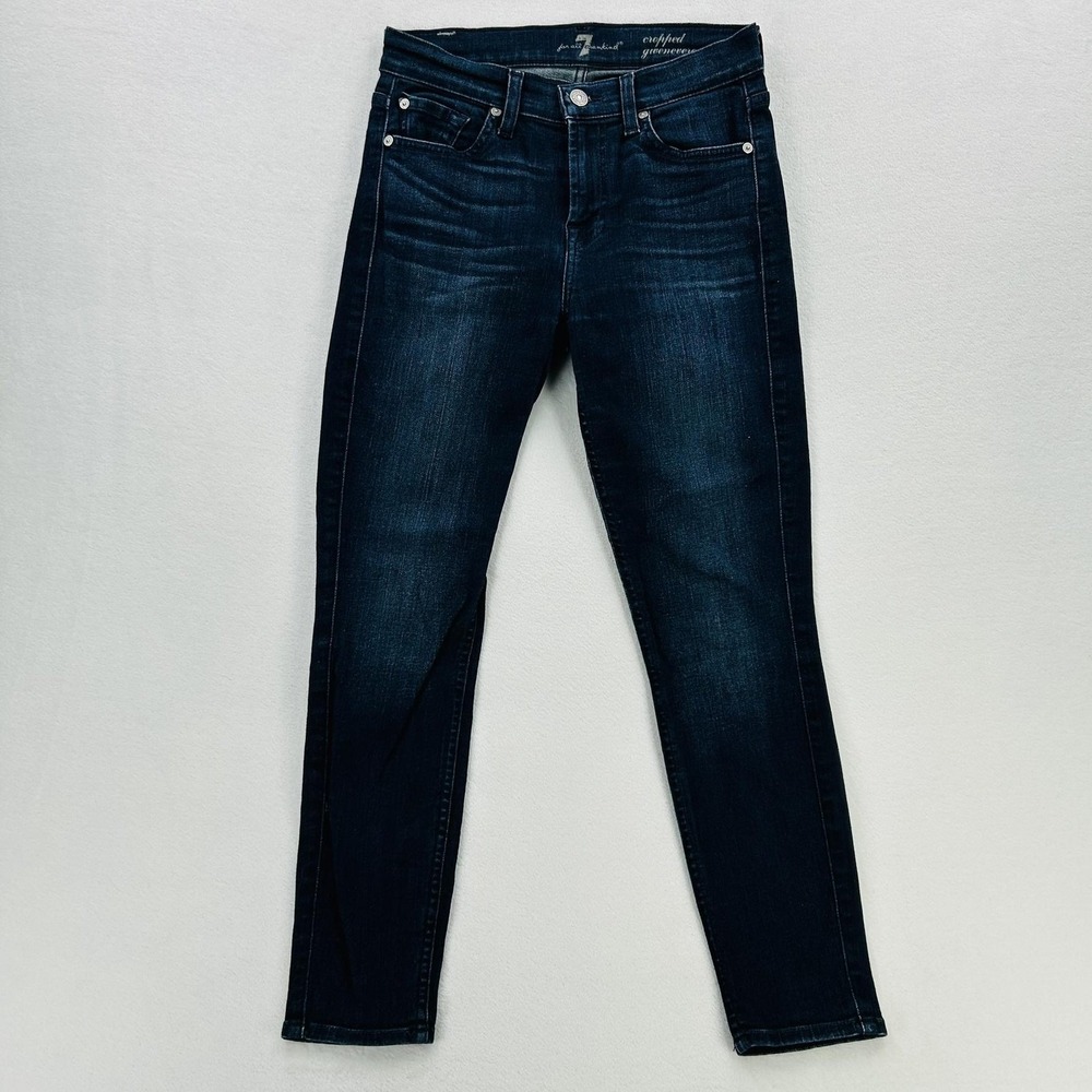 7 For All Mankind Jeans Womens 25 Blue Cropped Gwenevere Stretch Denim Dark Wash